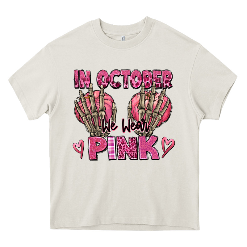 In October We Wear Pink Skeleton Heavy Core Tee by texasbilliewilder | Teevron
