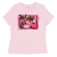Bubblegum Pink cancer pumpkins Ladies Tee - CowGirlArtShop