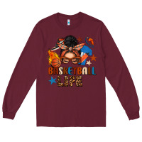 Burgundy basketball life messy bun Long Sleeve Tee - FaDigitalArtStudio