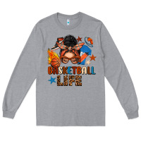 Heather Grey basketball life messy bun Long Sleeve Tee - FaDigitalArtStudio