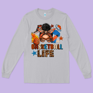 Basketball Life Messy Bun Long Sleeve Tee Designed By Fadigitalartstudio