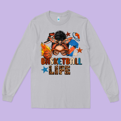 Basketball Life Messy Bun Long Sleeve Tee Designed By Fadigitalartstudio