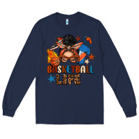 Navy basketball life messy bun Long Sleeve Tee - FaDigitalArtStudio