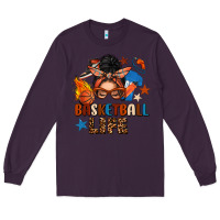 Plum basketball life messy bun Long Sleeve Tee - FaDigitalArtStudio
