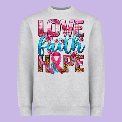 Love Faith Hope With Cancer Ribbon  Ado Heavyweight Sweatshirt Designed By Adodesignshop
