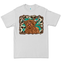 Dove Grey highland cow western background Premium Tee - RanaPortraitStore