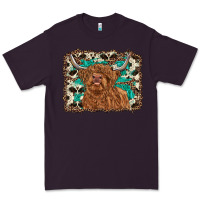 Plum highland cow western background Premium Tee - RanaPortraitStore