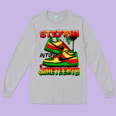 Steppin' Into Juneteenth Long Sleeve Tee Designed By Fadigitalartstudio