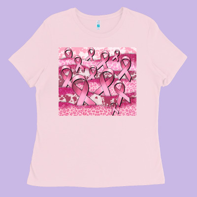 Ribbon  Breast Cancer Ladies Tee Designed By Cowgirlartshop