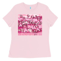 Bubblegum Pink ribbon  breast cancer Ladies Tee - CowGirlArtShop