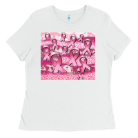 White ribbon  breast cancer Ladies Tee - CowGirlArtShop