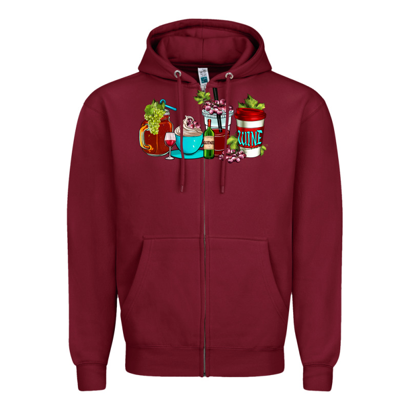 Wine Coffee Cups Zipper Hoodie by AdoDesignShop | Teevron