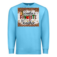 Ocean Blue santa's favorite teacher Premium Sweatshirt - AdoDesignShop