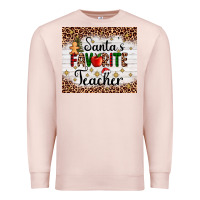 Pale Pink santa's favorite teacher Premium Sweatshirt - AdoDesignShop