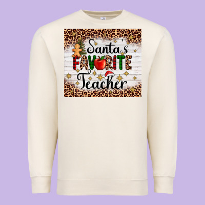 Santa's Favorite Teacher Premium Sweatshirt Designed By Adodesignshop