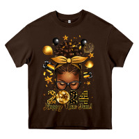 Chocolate Brown 2024 happy new year  afro messy bun Heavy Core Tee - texasbilliewilder