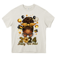 Cream 2024 happy new year  afro messy bun Heavy Core Tee - texasbilliewilder