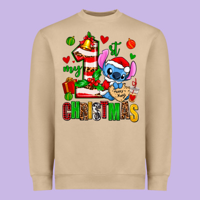 My First Christmas Stitch Heavyweight Sweatshirt Designed By Adodesignshop