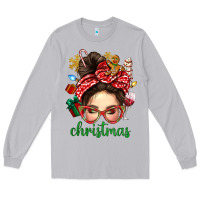 Christmas Messy Bun With Gingerbread Man Long Sleeve Tee | Teevron