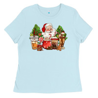 Baby Blue christmas santa coffee cups Ladies Tee - CowGirlArtShop