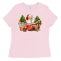 Bubblegum Pink christmas santa coffee cups Ladies Tee - CowGirlArtShop