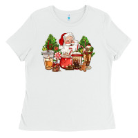 White christmas santa coffee cups Ladies Tee - CowGirlArtShop