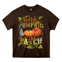 Chocolate Brown Cutest pumpkin in the patch Heavy Core Tee - NancyCooperArtShop