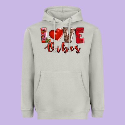 Love Vibes Heavyweight Hoodie Designed By Adodesignshop