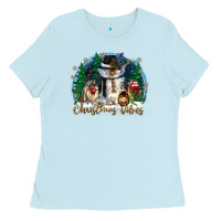 Baby Blue christmas vibes Ladies Tee - CowGirlArtShop