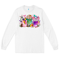 White Easter Coffee Cups With Bunny Long Sleeve Tee - BundleAndBundleShop