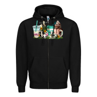 Black cow coffee cups Zipper Hoodie - AdoDesignShop