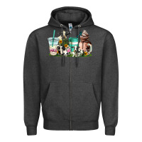 Charcoal Heather cow coffee cups Zipper Hoodie - AdoDesignShop