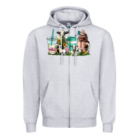 Heather Grey cow coffee cups Zipper Hoodie - AdoDesignShop