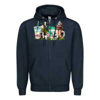 Navy cow coffee cups Zipper Hoodie - AdoDesignShop