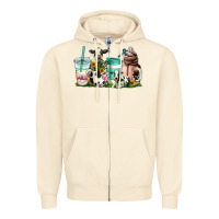Sandshell cow coffee cups Zipper Hoodie - AdoDesignShop