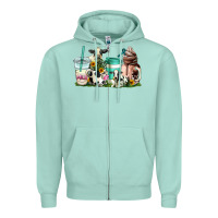 Seafoam cow coffee cups Zipper Hoodie - AdoDesignShop