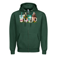 Sports Green cow coffee cups Zipper Hoodie - AdoDesignShop