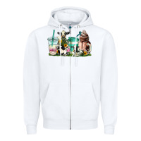 White cow coffee cups Zipper Hoodie - AdoDesignShop