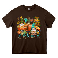 Chocolate Brown Fall Thankful and blessed Heavy Core Tee - NancyCooperArtShop