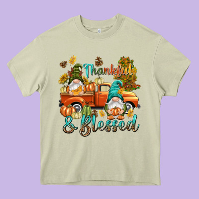 Fall Thankful And Blessed Heavy Core Tee Designed By Nancycooperartshop