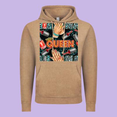 Nail Queen Hand And Polish With Lights And Leopard Seamless Pattern Bb Vintage Hoodie Designed By Bundleandbundleshop