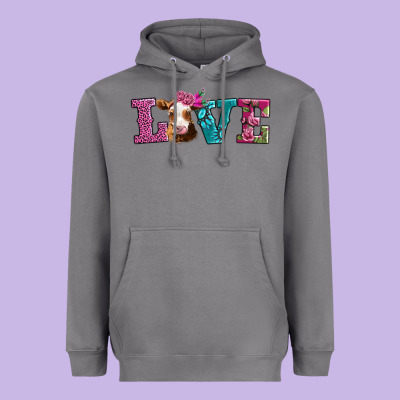 Love With Guernsey Cow Heavyweight Hoodie Designed By Adodesignshop