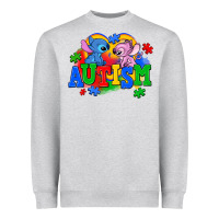 Heather Grey autism stitch with lilo Heavyweight Sweatshirt - AdoDesignShop