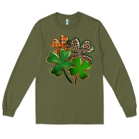 Army Green leopard shamrock Long Sleeve Tee - FaDigitalArtStudio