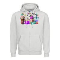 Dove Grey lash hustler coffee cups Zipper Hoodie - AdoDesignShop