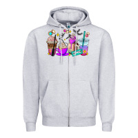 Heather Grey lash hustler coffee cups Zipper Hoodie - AdoDesignShop