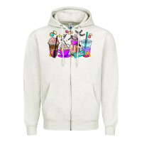 Oatmeal Heather lash hustler coffee cups Zipper Hoodie - AdoDesignShop