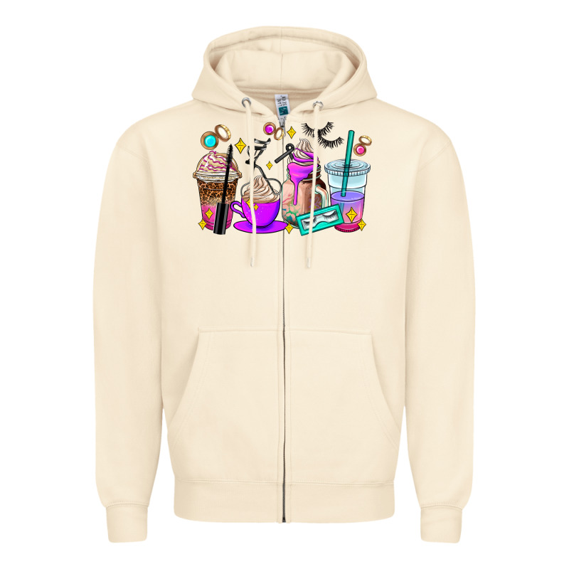 Lash Hustler Coffee Cups Zipper Hoodie by AdoDesignShop | Teevron