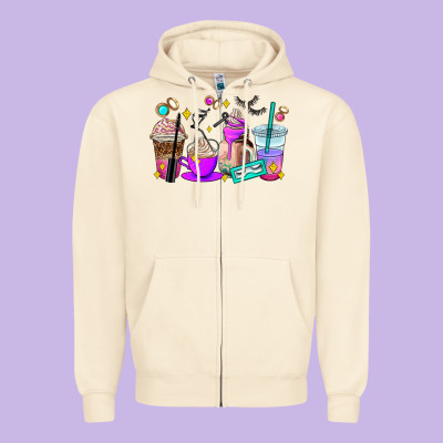 Lash Hustler Coffee Cups Zipper Hoodie Designed By Adodesignshop