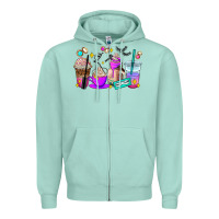 Seafoam lash hustler coffee cups Zipper Hoodie - AdoDesignShop